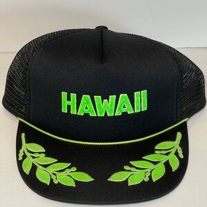 Vintage Hawaii Black and Green Hawaii Trucker SnapBack Hat